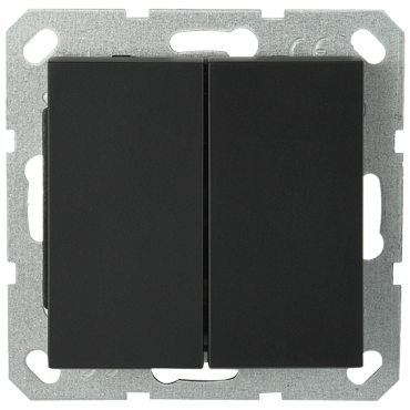 Выключатель двухклавишный Jasmart проходной с накладкой 10A 250V черный матовый (soft touch) G3022PB