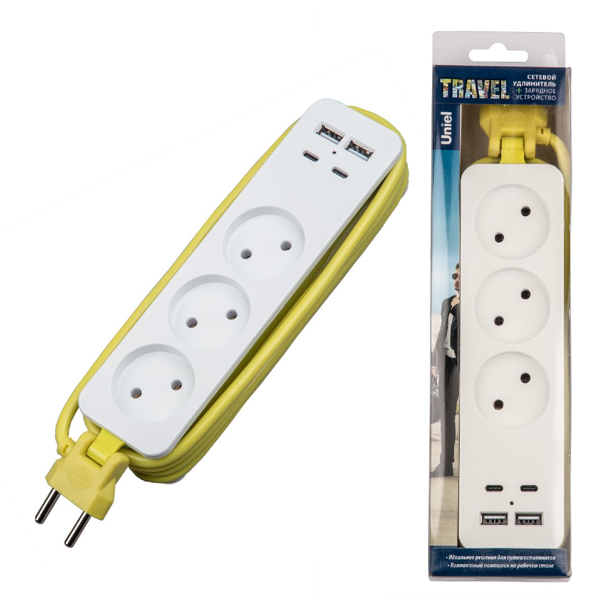 Удлинитель Uniel S-CT3-1,8UC WHITE/GREEN UL-00011138