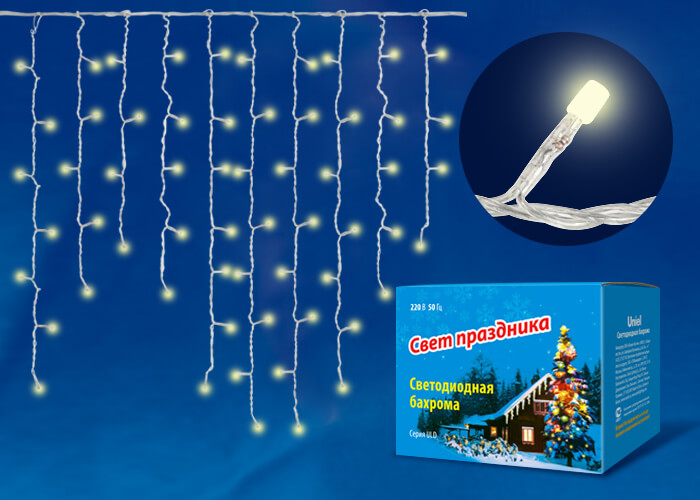 Светодиодная гирлянда (UL-00003678) Uniel бахрома 230V теплый белый ULD-B3010-200/DTA WarmWhite IP20