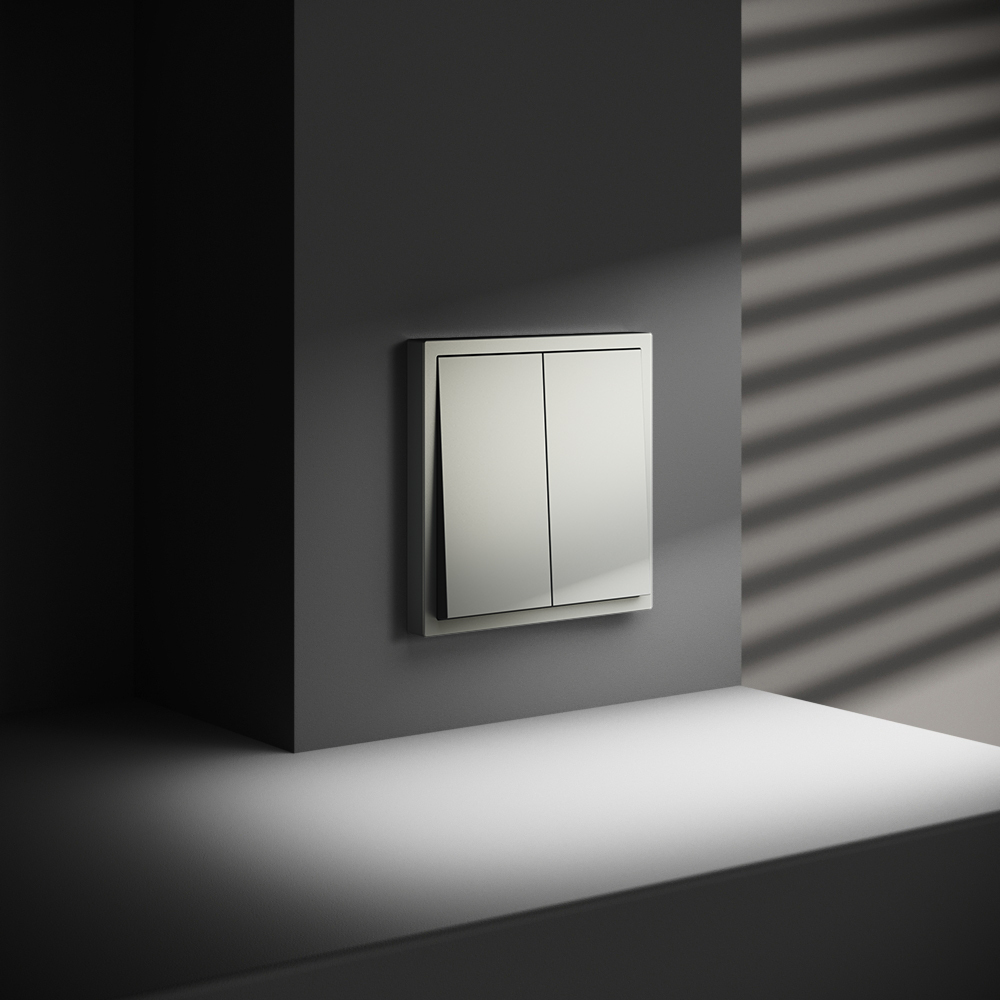 Выключатель двухклавишный Voltum S70 VLS020105 (сталь)