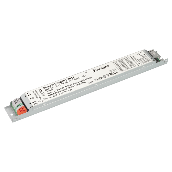 Блок питания Arlight ARJ-SP-120-LINEAR-PFC-DALI2-ADJ 120W 80-330V 0.3-0.7A 035537 Блок питания Arlight ARJ-SP-120-LINEAR-PFC-DALI2-ADJ 120W 80-330V 0.3-0.7A 035537