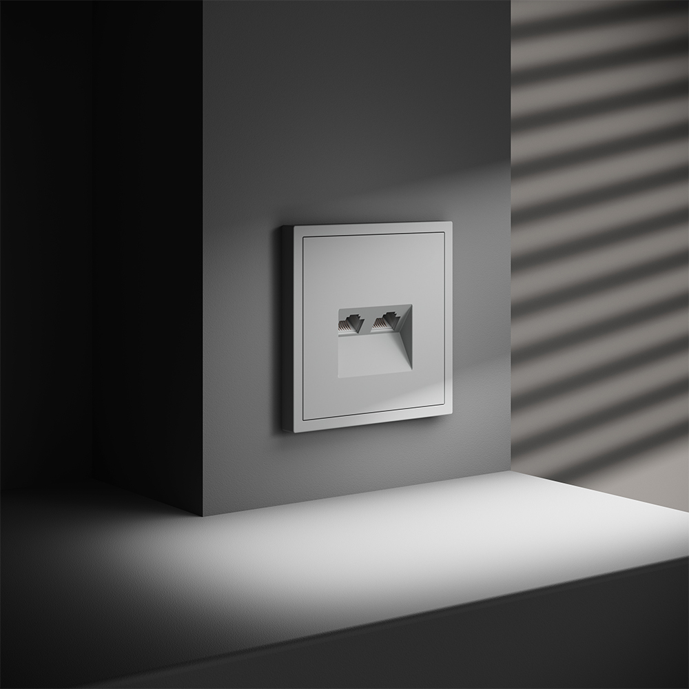 Розетка компьютерная двойная Voltum S70 VLS060202 (белый матовый)