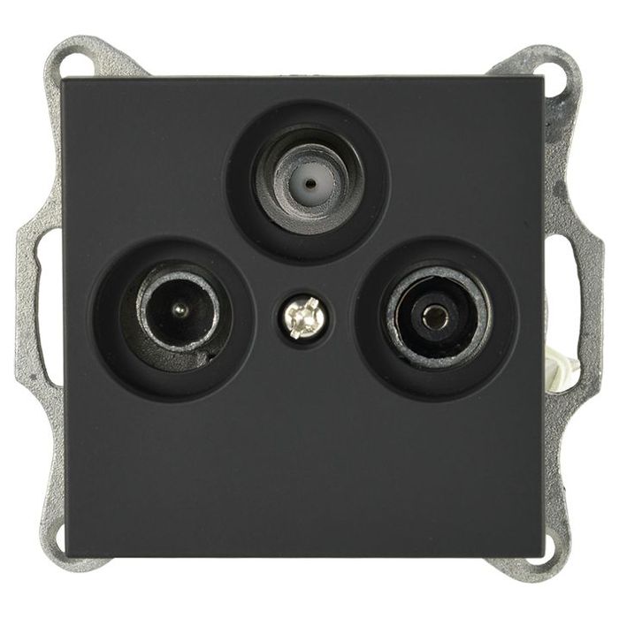 Розетка Jasmart TV-FM-SAT проходная W с накладкой черный матовый (soft touch) G6207PB