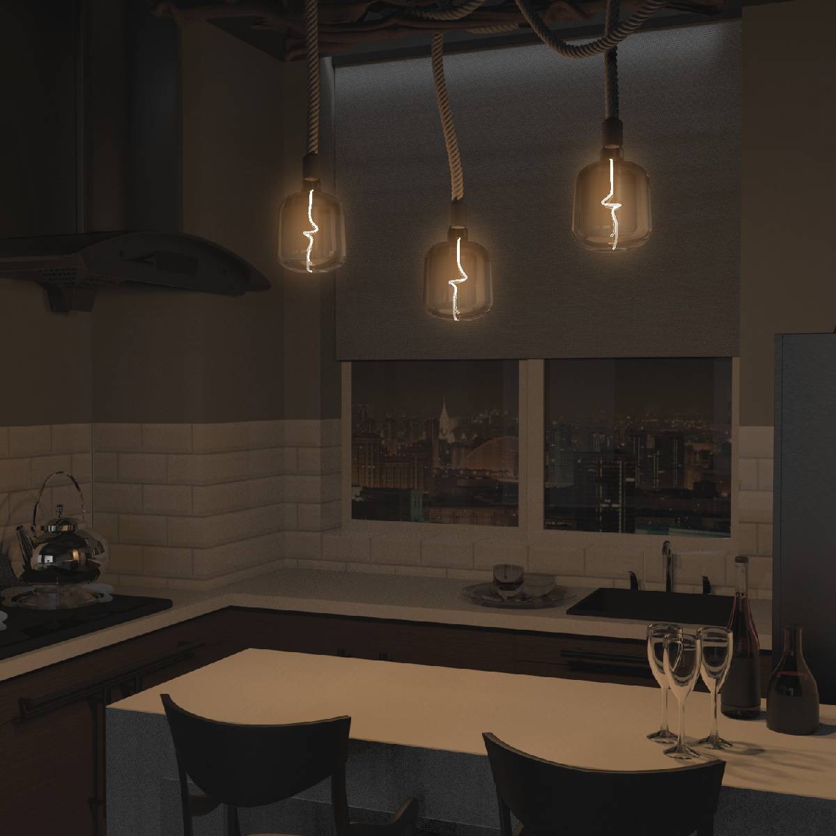 Лампа светодиодная филаментная Gauss E27 5W 1800K черная 1008802105