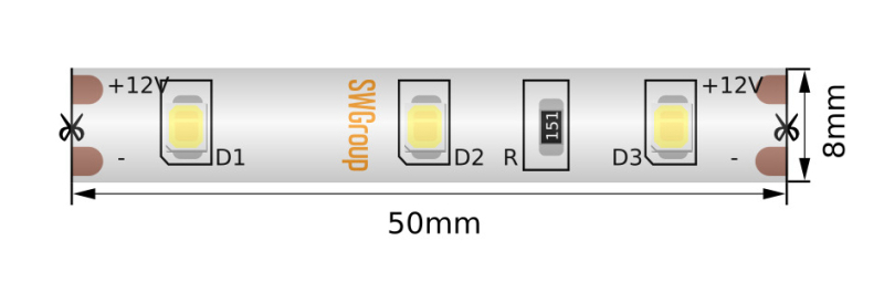 Светодиодная лента SWG SWG260-12-4.8-W-66-M 12В IP66 6000-6500K 015648 Светодиодная лента SWG SWG260-12-4.8-W-66-M 12В IP66 6000-6500K 015648