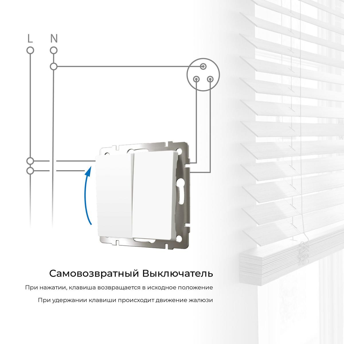 Выключатель двухклавишный с самовозвратом Werkel 4690389192364 W1122461 a062576
