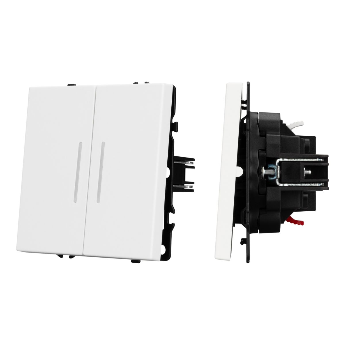 Механизм выключателя двухклавишный проходной Arlight LED SWT-NOBE-MKP2-SFPL-L-WH (230V, 10A) 054240