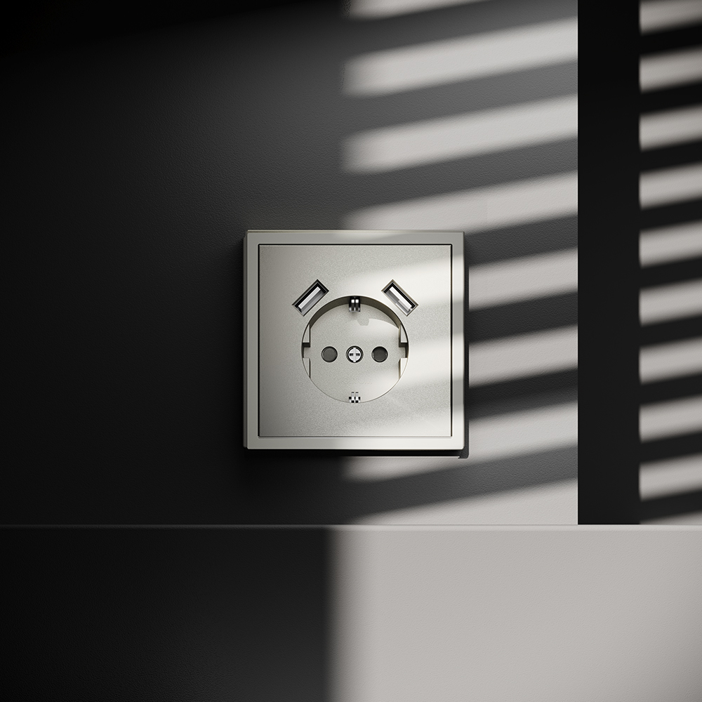 Розетка с USB, А+А Voltum S70 VLS040404 (шелк)