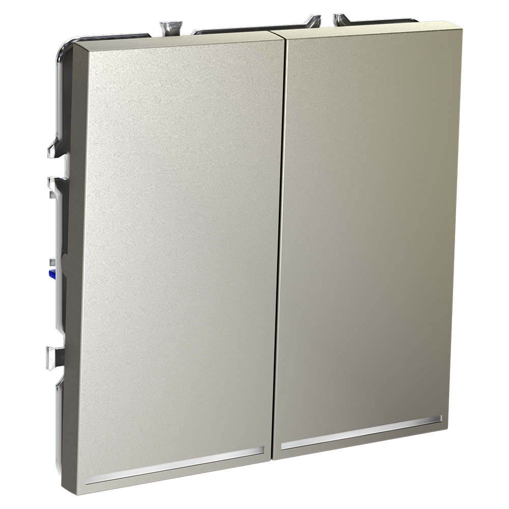 Проходной переключатель двухклавишный с подсветкой Voltum S70 VLS020404 (шелк)