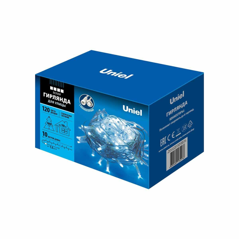 Уличная светодиодная гирлянда (UL-00007204) Uniel  220V белый ULD-S1000-120/SWK White IP67