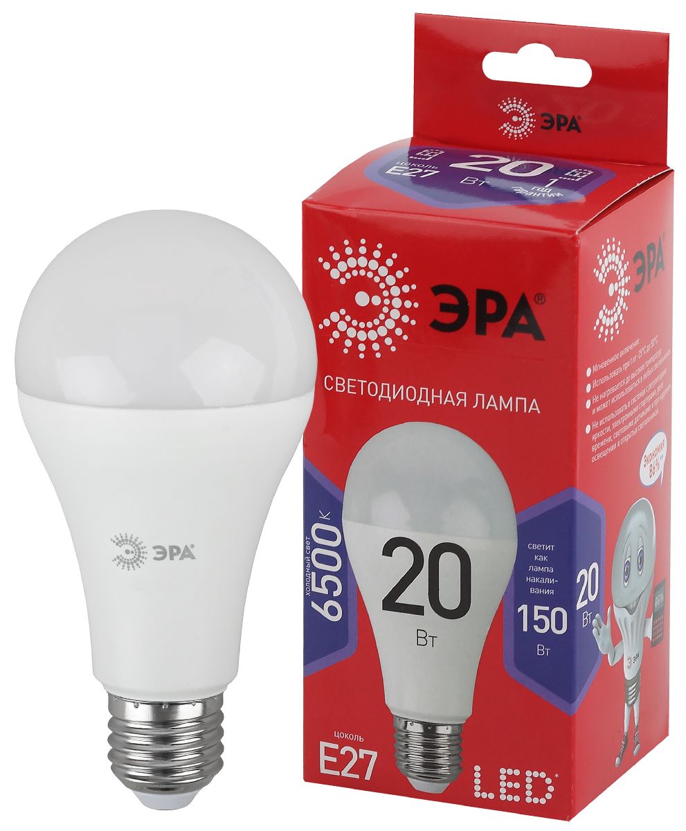Лампа светодиодная Эра E27 20W 6500K LED A65-20W-865-E27 R Б0045326 Лампа светодиодная Эра E27 20W 6500K LED A65-20W-865-E27 R Б0045326