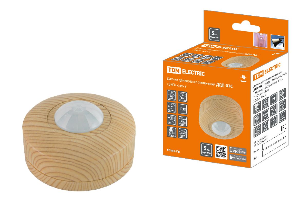 Датчик движения инфракрасный TDM Electric Эко ДДП-03С SQ0324-0043