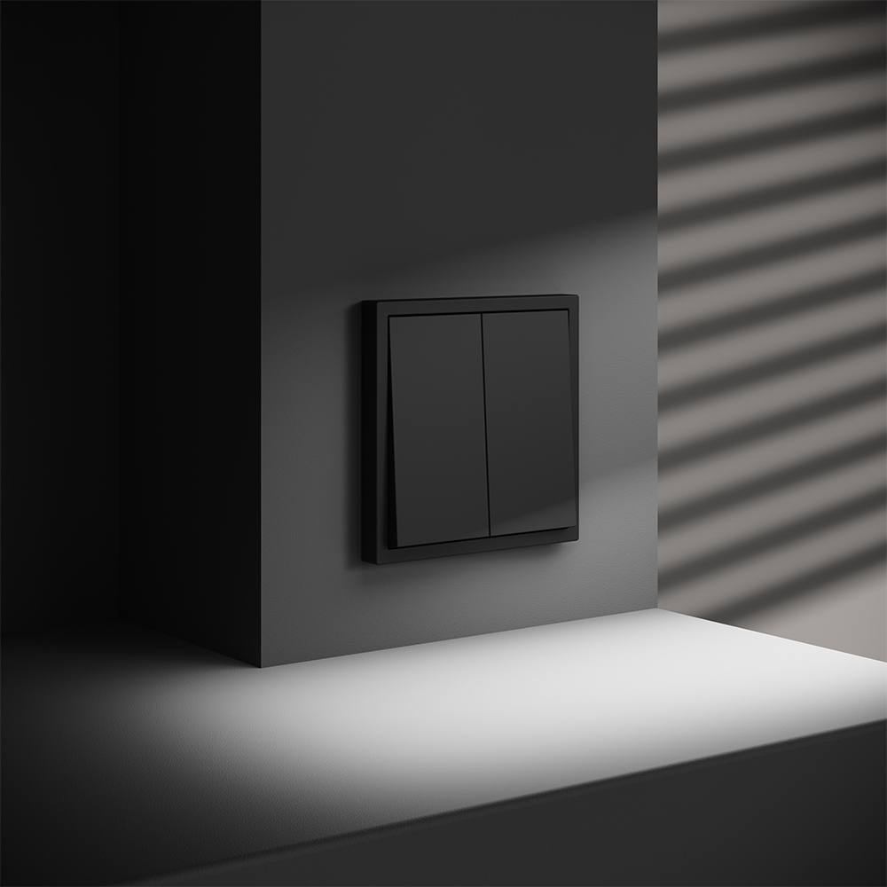 Выключатель двухклавишный Voltum S70 VLS020108 (черный матовый)