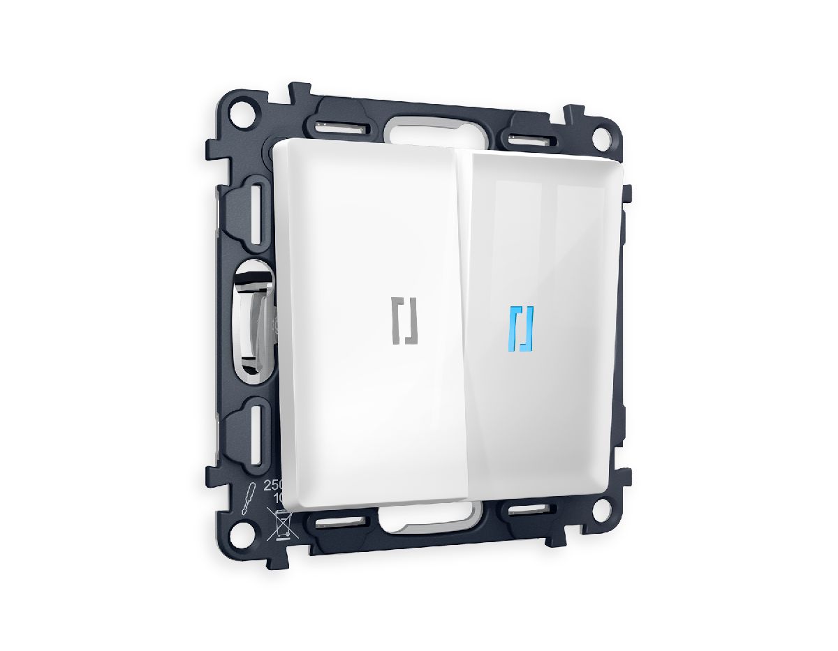 Комплект механизма 2-кл проходного выключателя с подсветкой Ambrella Volt Alfa MA104040