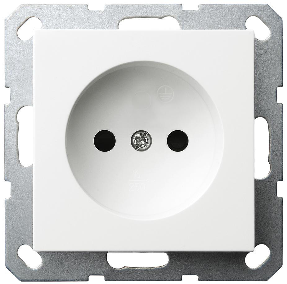 Розетка без заземления Jasmart с защитными шторками 16A 250V 2P белый глянцевый G5503W