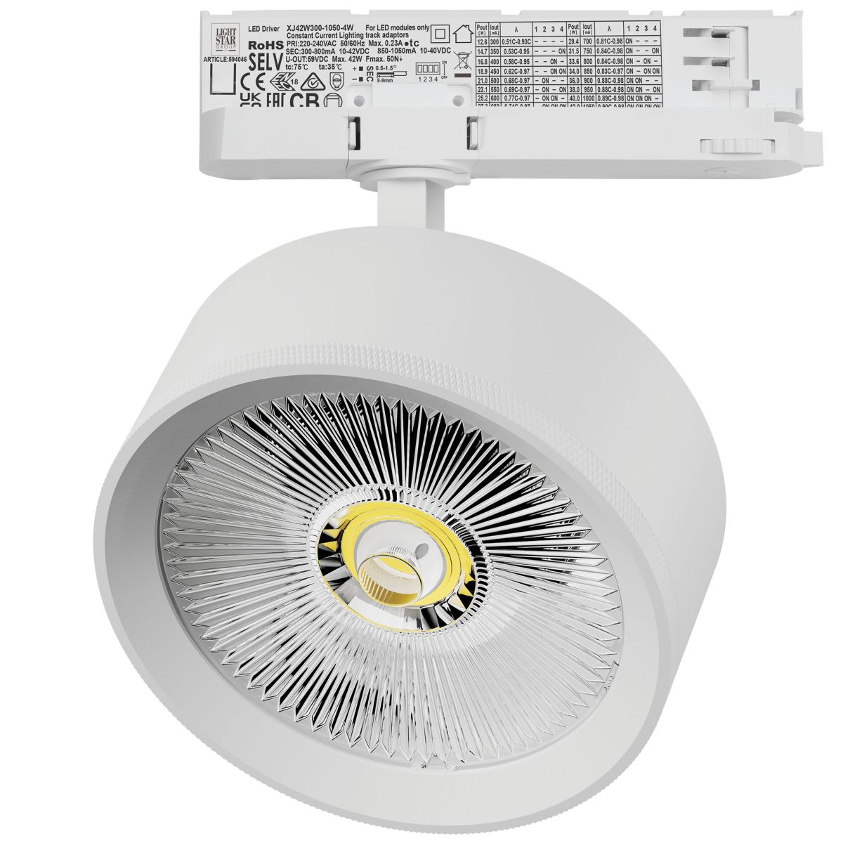Трековый светильник Quattro LED с адаптером Lightstar Alta Pro A5736QT (215736 + 594046)