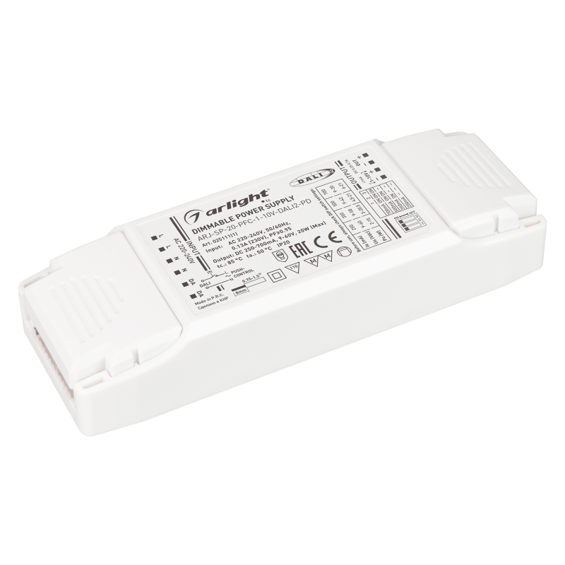 Блок питания Arlight ARJ-SP-20-PFC-1-10V-DALI2-PD (20W, 250-700mA) 025111(1) Блок питания Arlight ARJ-SP-20-PFC-1-10V-DALI2-PD (20W, 250-700mA) 025111(1)