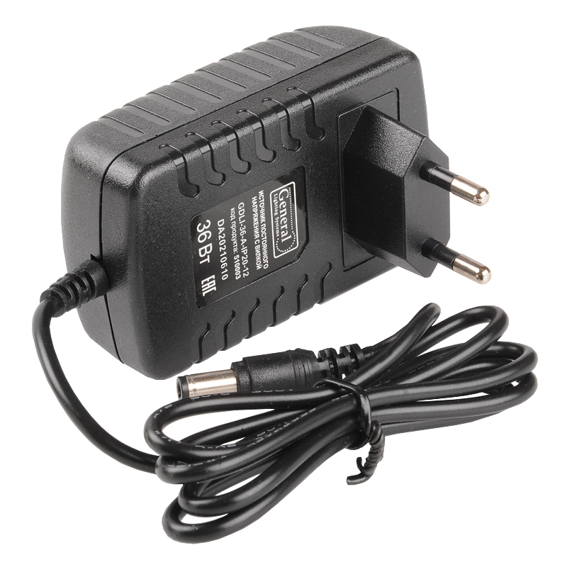 Источник постоянного напряжения с вилкой General GDLI-36-A-IP20-12 510003 Источник постоянного напряжения с вилкой General GDLI-36-A-IP20-12 510003