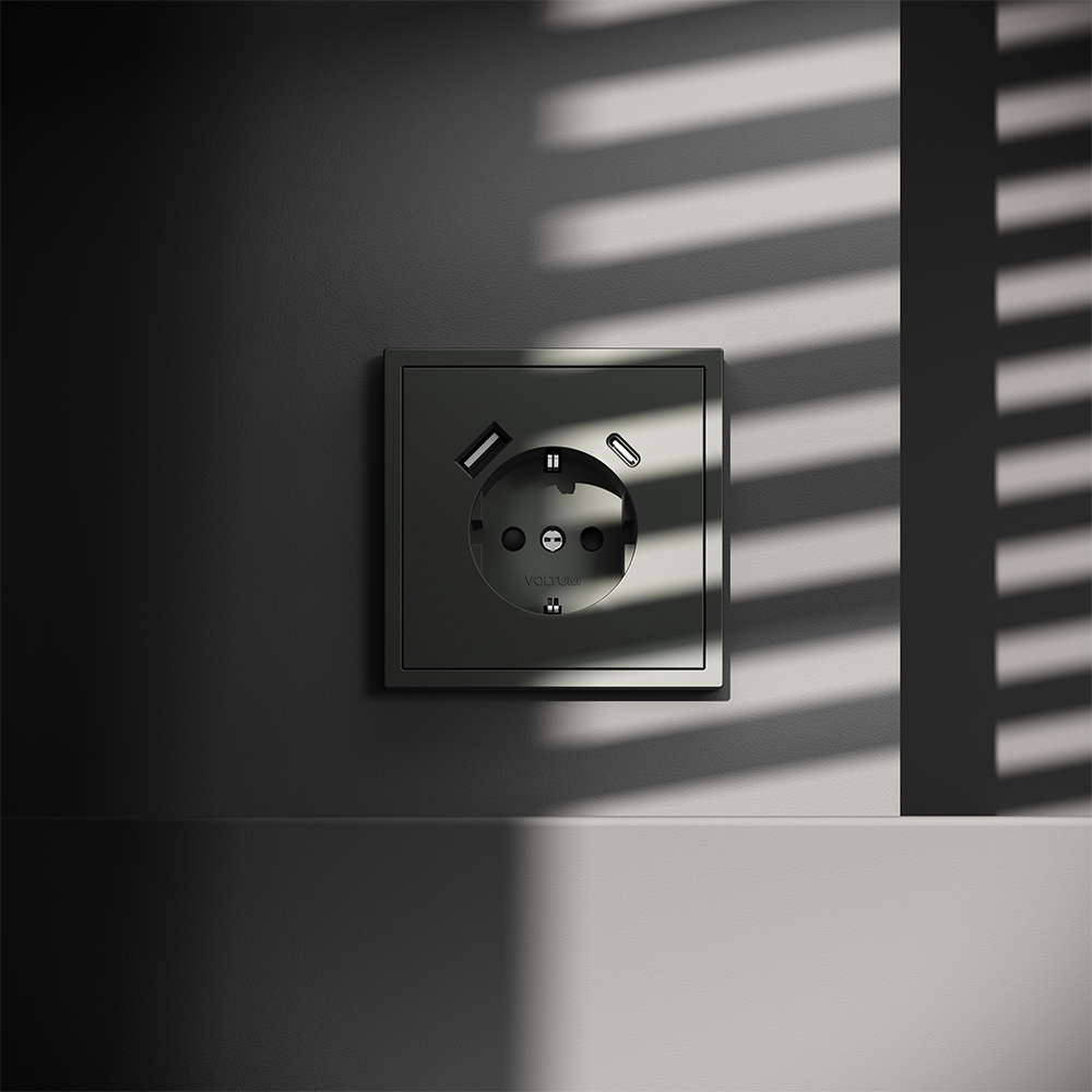 Розетка с USB, A+C Voltum S70 VLS040506 (титан)