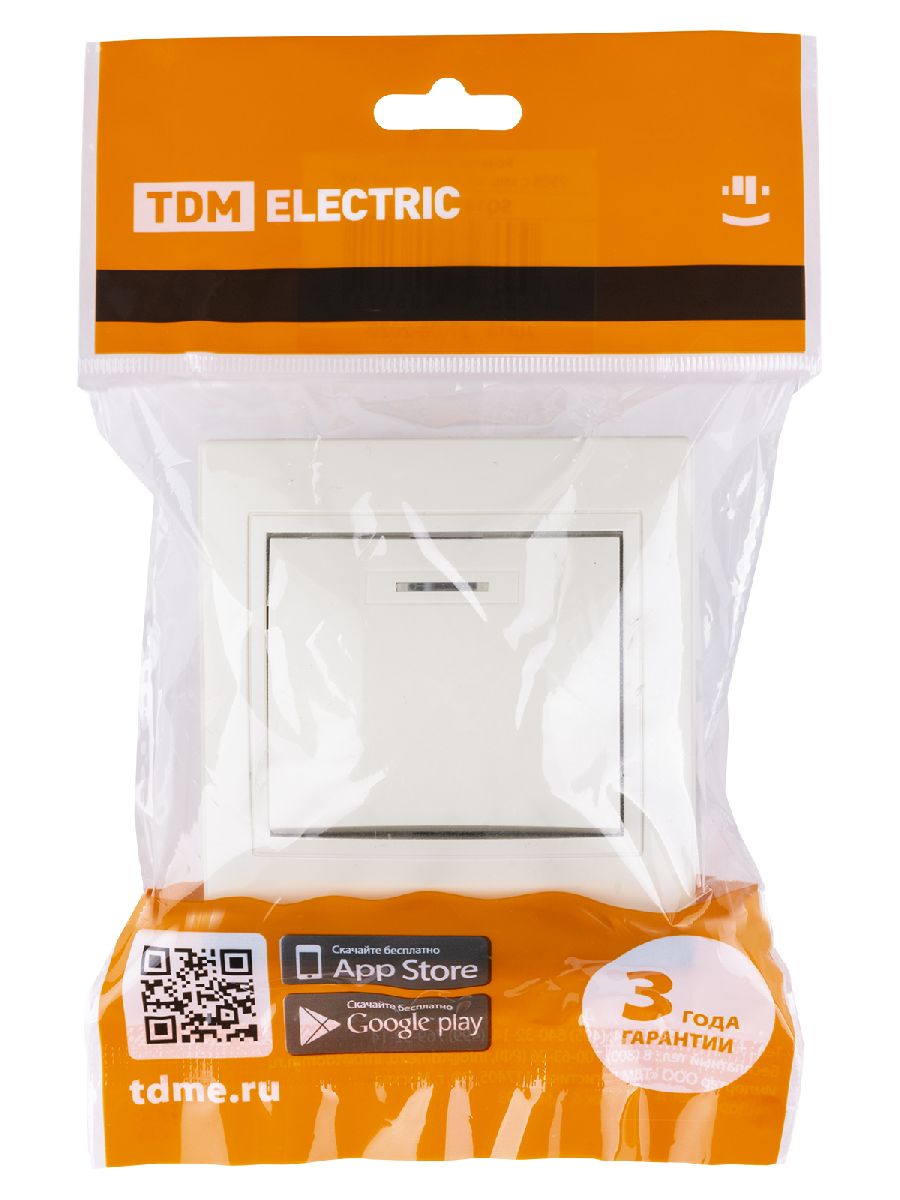 Выключатель одноклавишный с подсветкой Таймыр TDM Electric SQ1814-0104