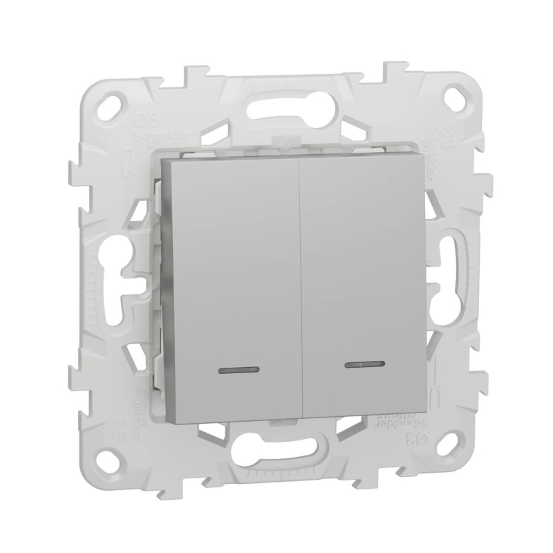 Выключатель двухклавишный Schneider Electric Unica New NU521130N