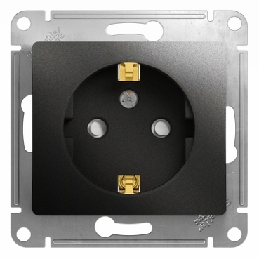 Розетка с/з со шторками, 16А Systeme Electric Glossa Антрацит GSL000745