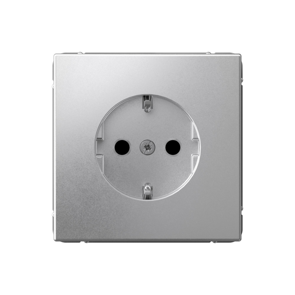 Розетка с заз.со шт., 16А Systeme Electric ArtGallery Алюминий GAL000345S