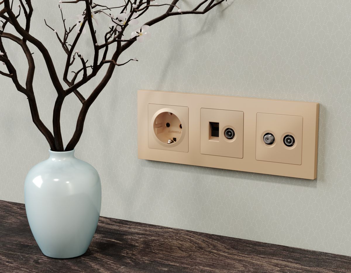 Комплект механизма розетки TV оконечной + SAT 5-862MHz 3.5dB/950-2150MHz 3.5dB Alfa Шампань Quant Ambrella Volt MA613310 (AP6133, VM217)