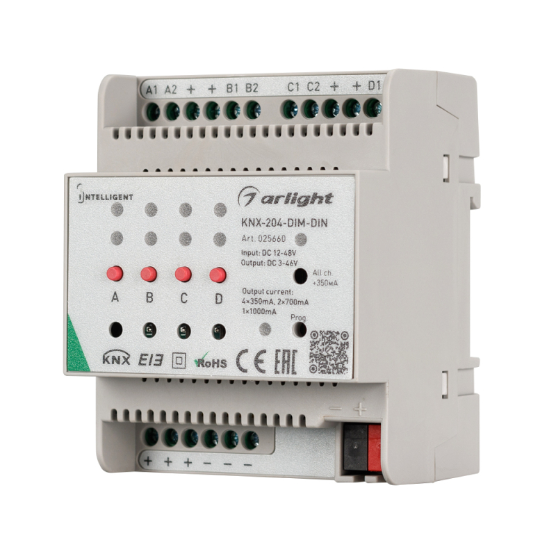 Диммер Arlight KNX-204-Dim-Din (12-48V, 8x0.35/4x0.7/2x1A) 025660 Диммер Arlight KNX-204-Dim-Din (12-48V, 8x0.35/4x0.7/2x1A) 025660