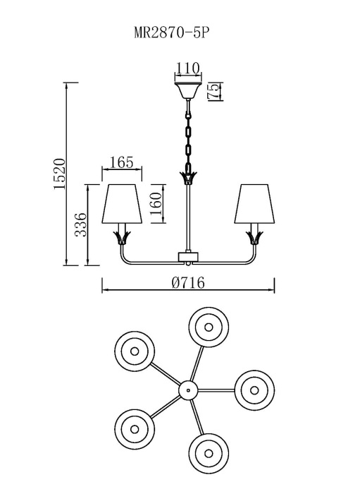 Подвесная люстра MyFar Эстер MR2870-5P