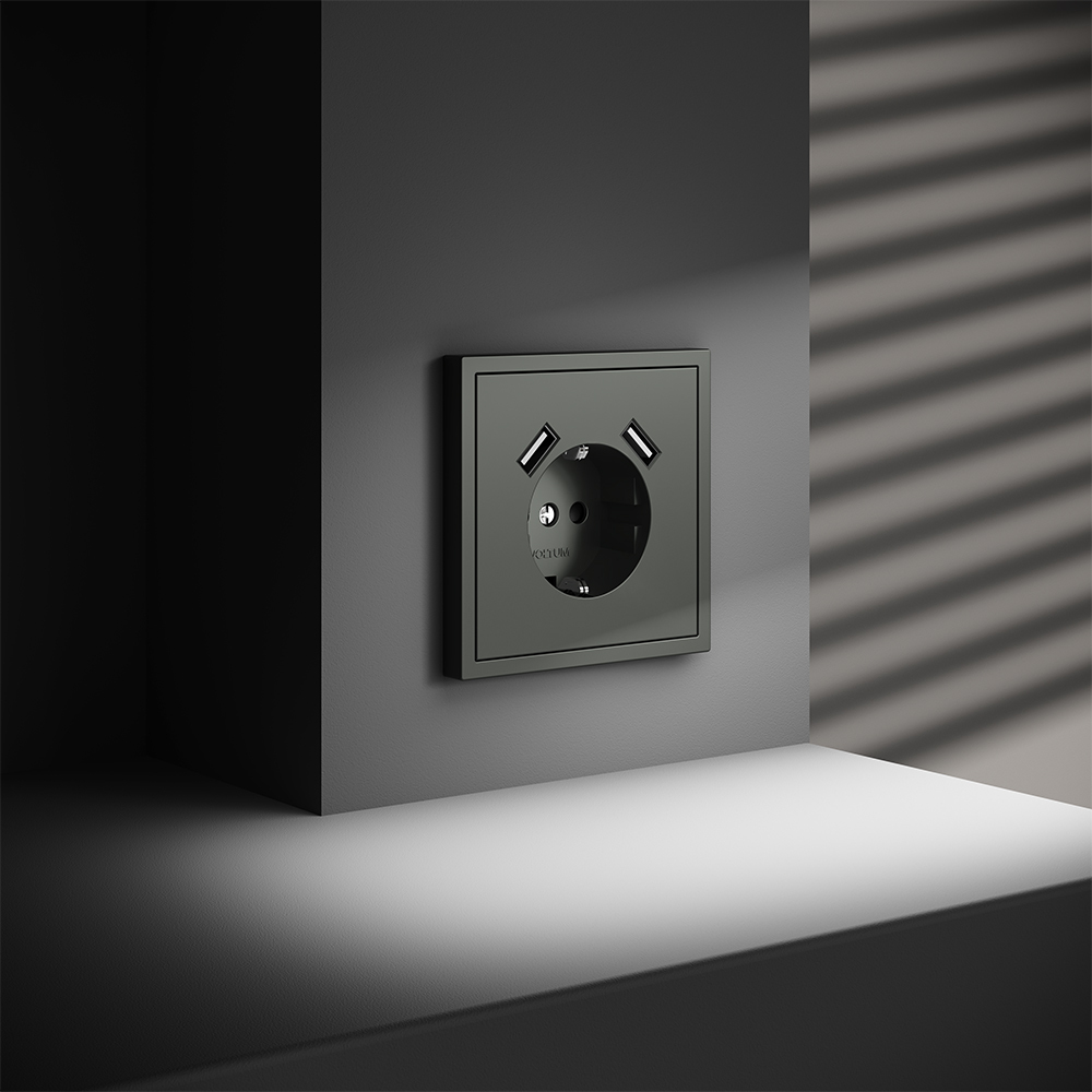 Розетка с USB, А+А Voltum S70 VLS040406 (титан)