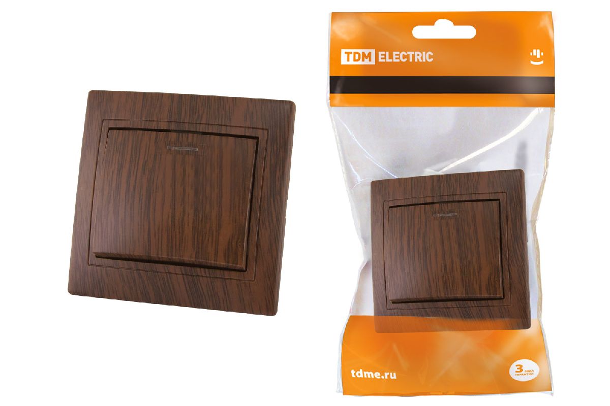 Выключатель одноклавишный с подсветкой Таймыр TDM Electric SQ1814-0304