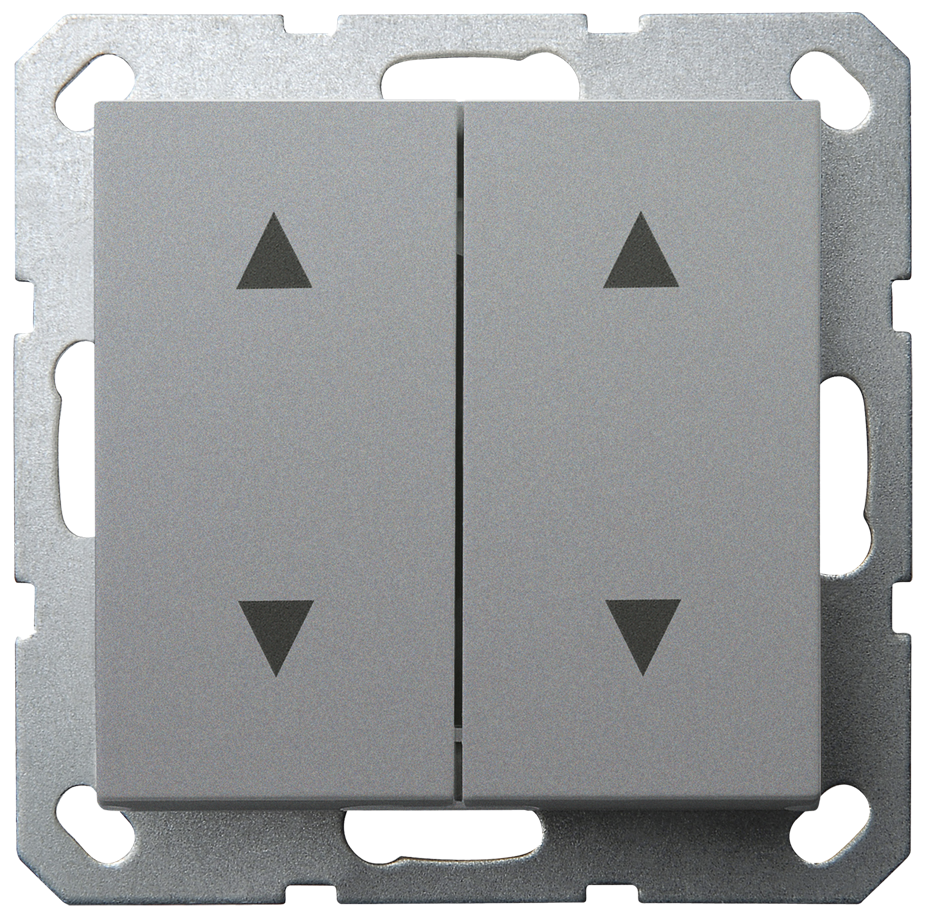 Выключатель одноклавишный Jasmart для жалюзи в комплекте с накладкой 10A 250V цвет алюминий G3018S