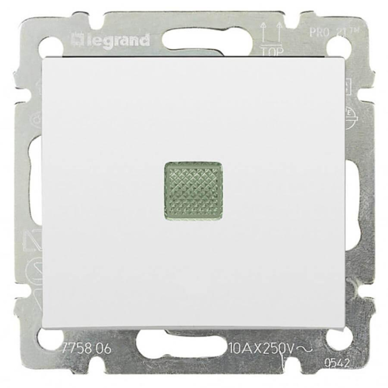 Переключатель одноклавишный промежуточный Legrand Valena 10A 250V с подсветкой белый 774448
