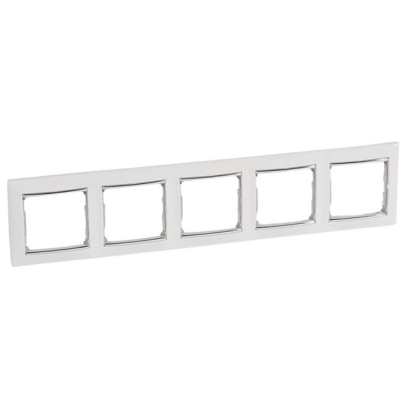 Рамка 5-постовая Legrand Valena белая/серебряный штрих 770495