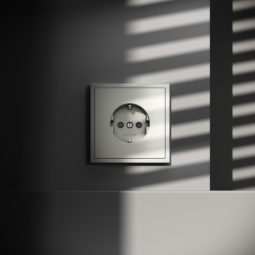 Розетка со шторками Voltum S70 VLS040205 (сталь)