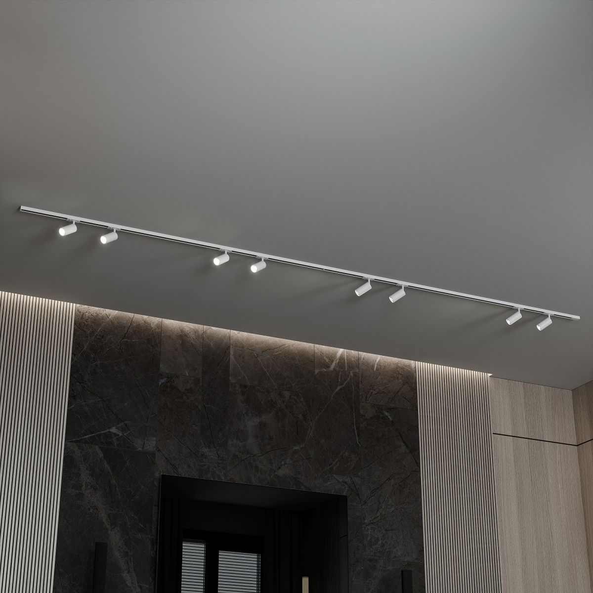 Трековая система со светильниками №3 однофазная накладная Skylite (220В, форма - прямая, 4м, 3000K) белая Hesby Lighting HSBL_kompl_S003_NI4W3K