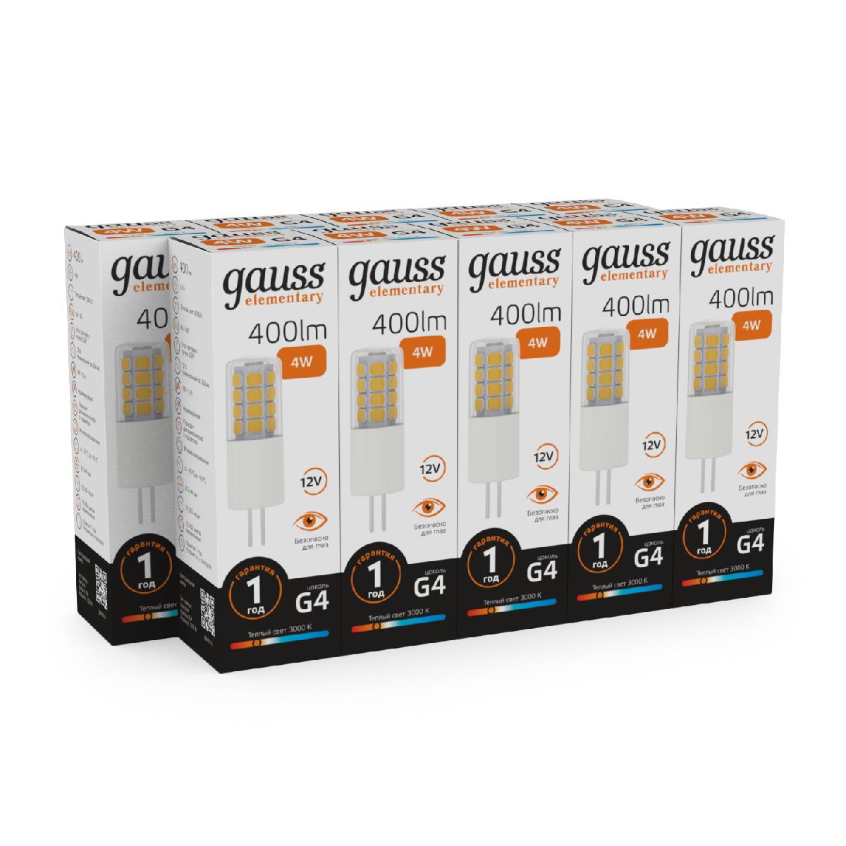 Лампа светодиодная Gauss G4 4W 3000К прозрачная 10714 Лампа светодиодная Gauss G4 4W 3000К прозрачная 10714