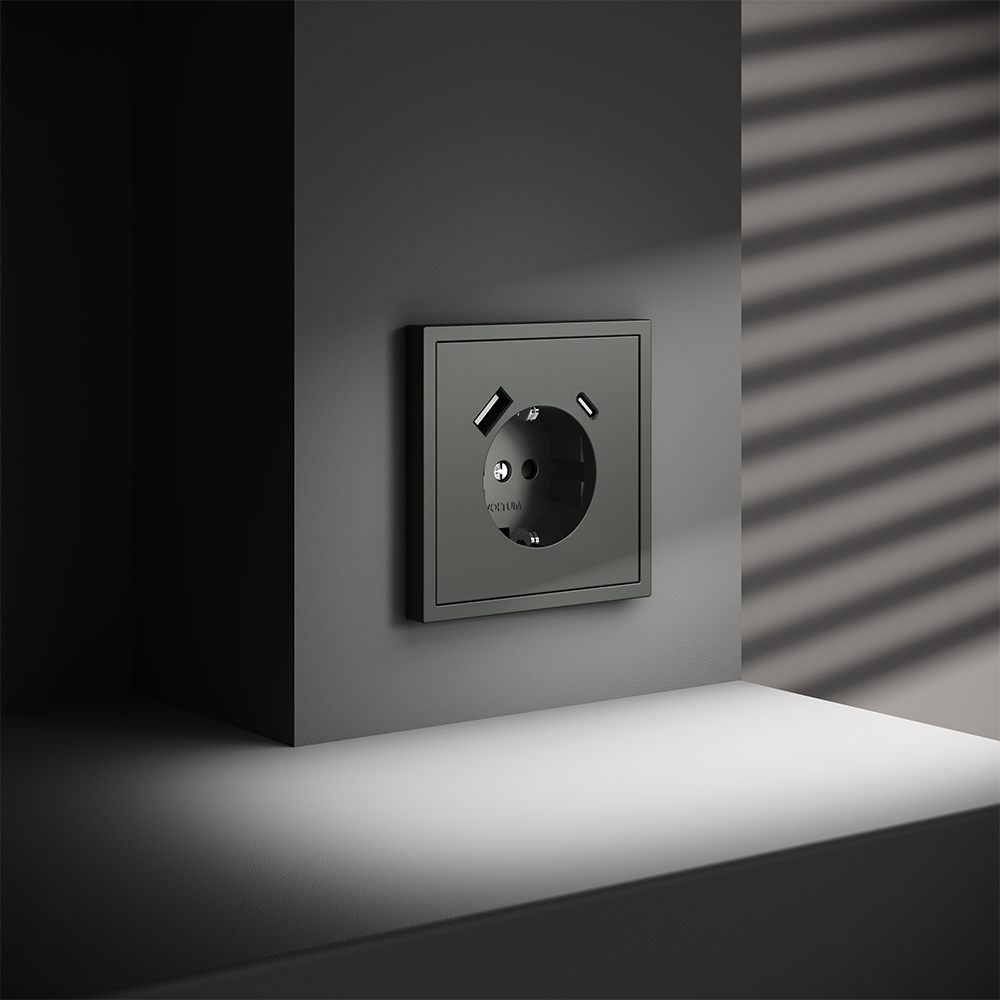 Розетка с USB, A+C Voltum S70 VLS040506 (титан)