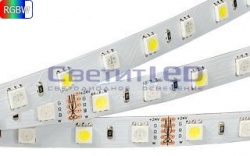 Лента LED, IP33, 24V, SMD5060, 14.4W/м, 60LED/м, RGB+W(многоцветный)