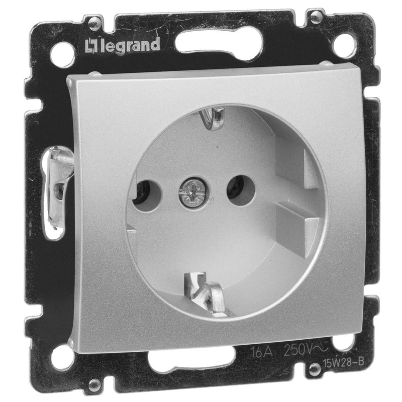 Розетка 2К+3 Legrand Valena 16A 250V с/з винтовой зажим алюминий 770120