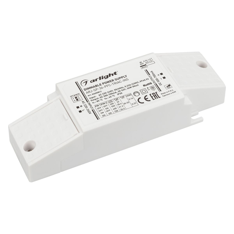 Блок питания Arlight ARJ-SP-36-PFC-Triac-INS (36W, 30-52V, 0.5-0.7A) 026058(1) Блок питания Arlight ARJ-SP-36-PFC-Triac-INS (36W, 30-52V, 0.5-0.7A) 026058(1)