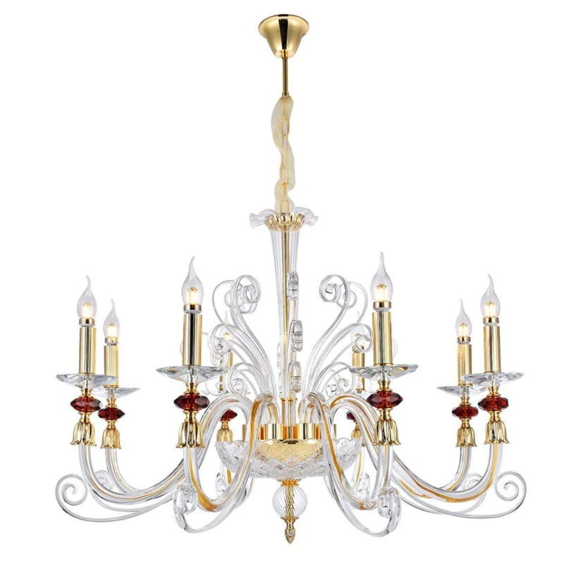 Подвесная люстра Crystal lux CATARINA SP8 V2 GOLD/TRANSPARENT-COGNAC Подвесная люстра Crystal lux CATARINA SP8 V2 GOLD/TRANSPARENT-COGNAC