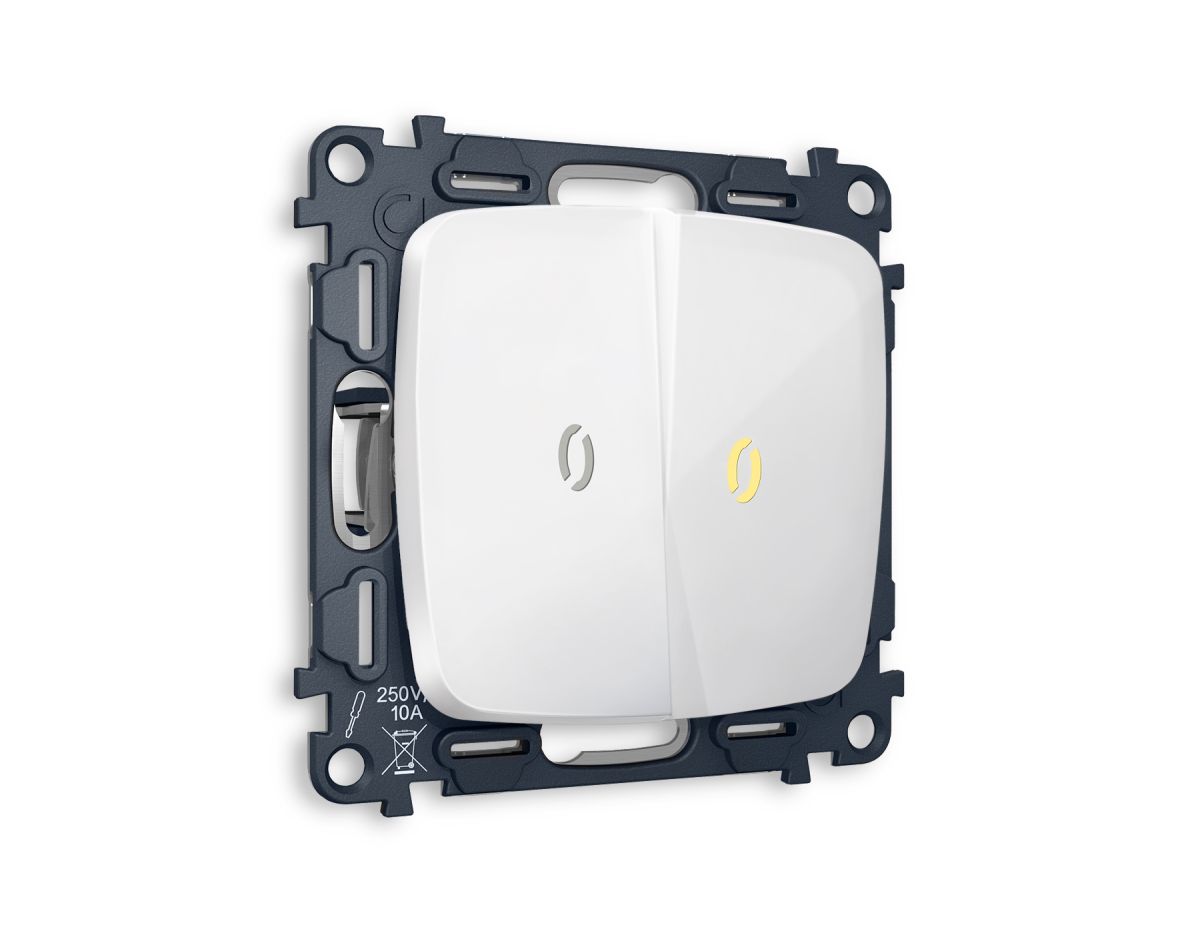 Комплект механизма 2-кл выключателя с подсветкой Ambrella Volt Omega (OP1040, VM115, G11Y) MO104010