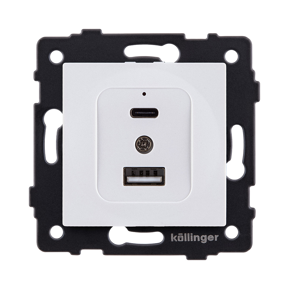 Розетка USB A+C 20W, белый Kollinger REA-037WH для Aspekt, Eleganz, Reflex