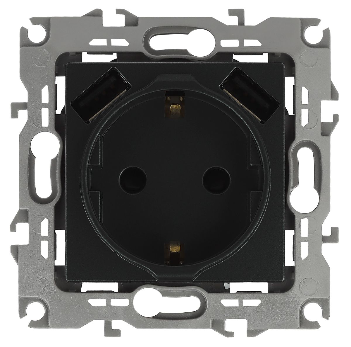 Розетка 2P+E со шторками и 2xUSB Эра 14-4109-05 Б0047871