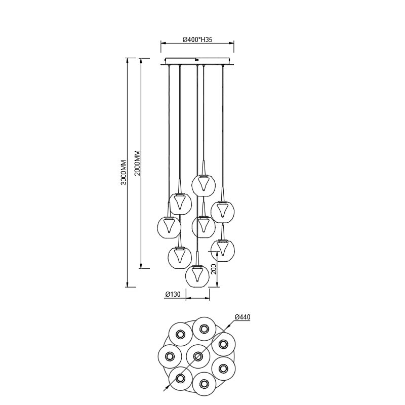 Подвесная люстра Mantra Andromeda 9079