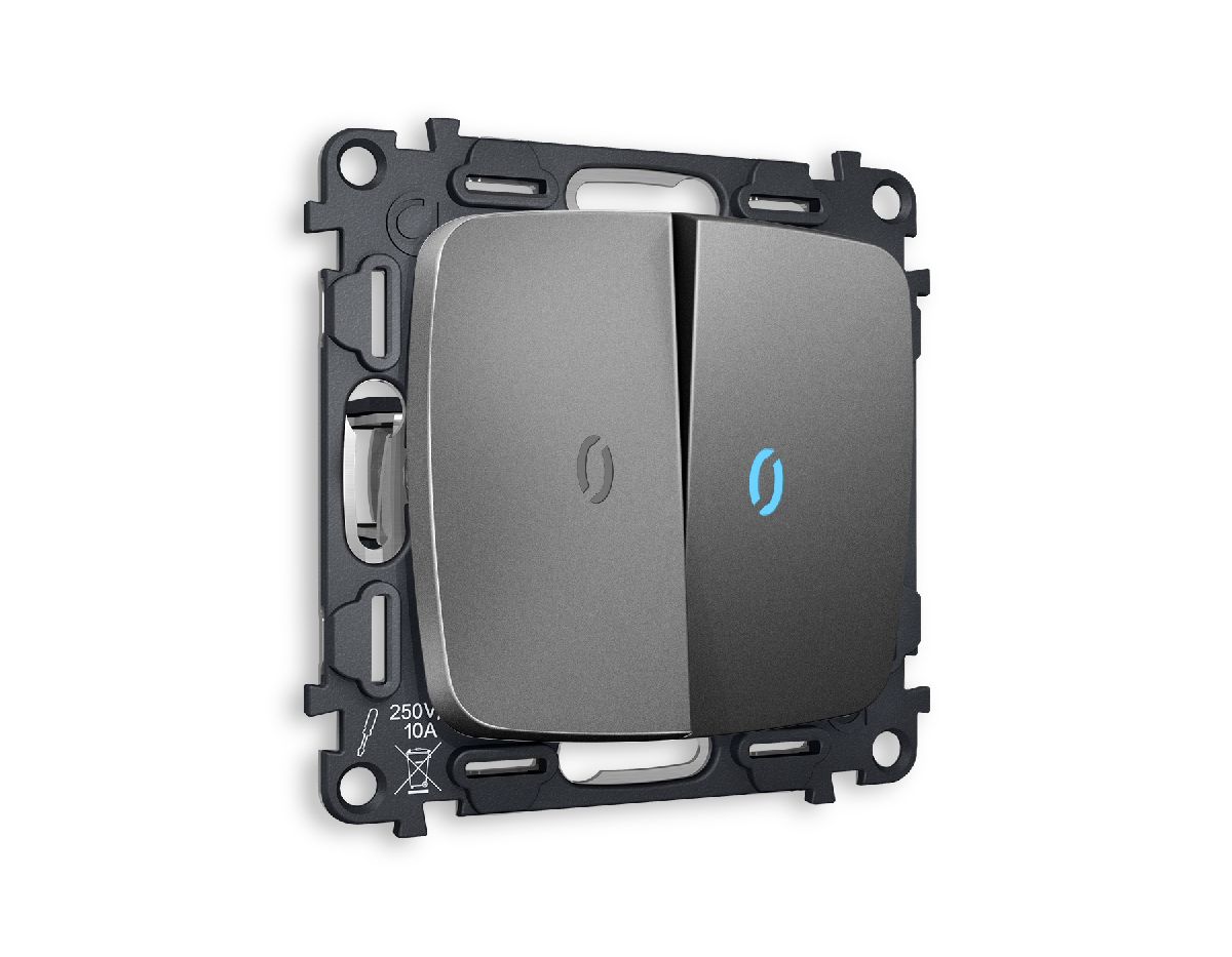 Комплект механизма 2-кл выключателя с подсветкой Ambrella Volt Omega MO654020