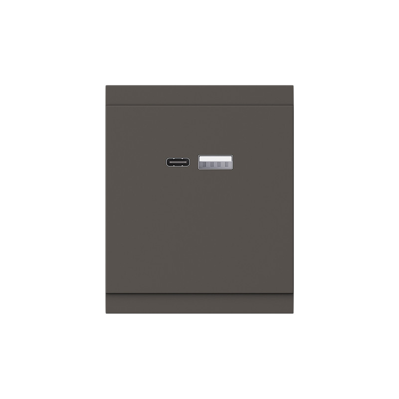 Розетка SETE USB-A+Type-C 3А с функцией быстрой зарядки графит IP20/IP44 KRANZ KR-79-0729-3