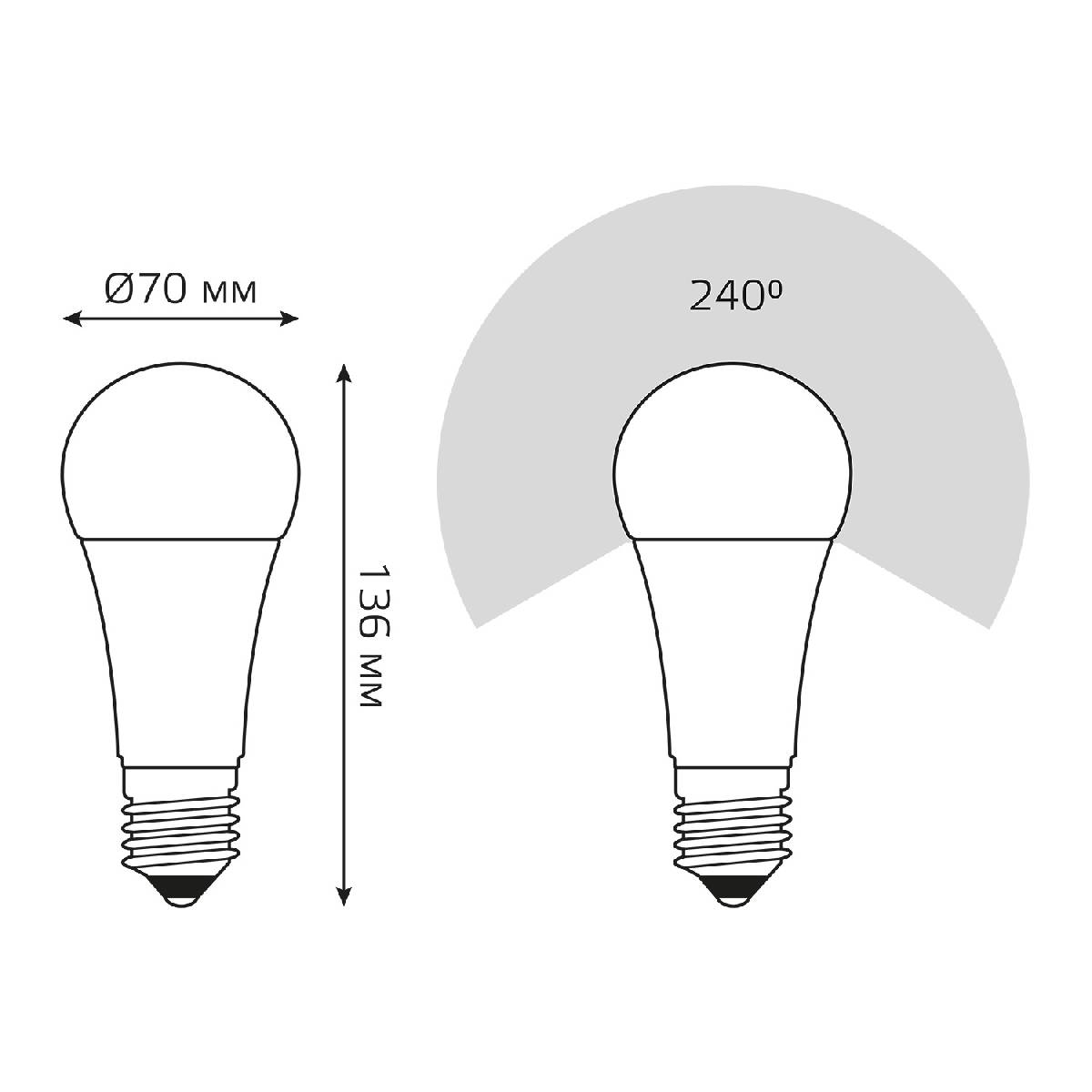 Лампа светодиодная Gauss E27 25W 3000K груша матовая 73215